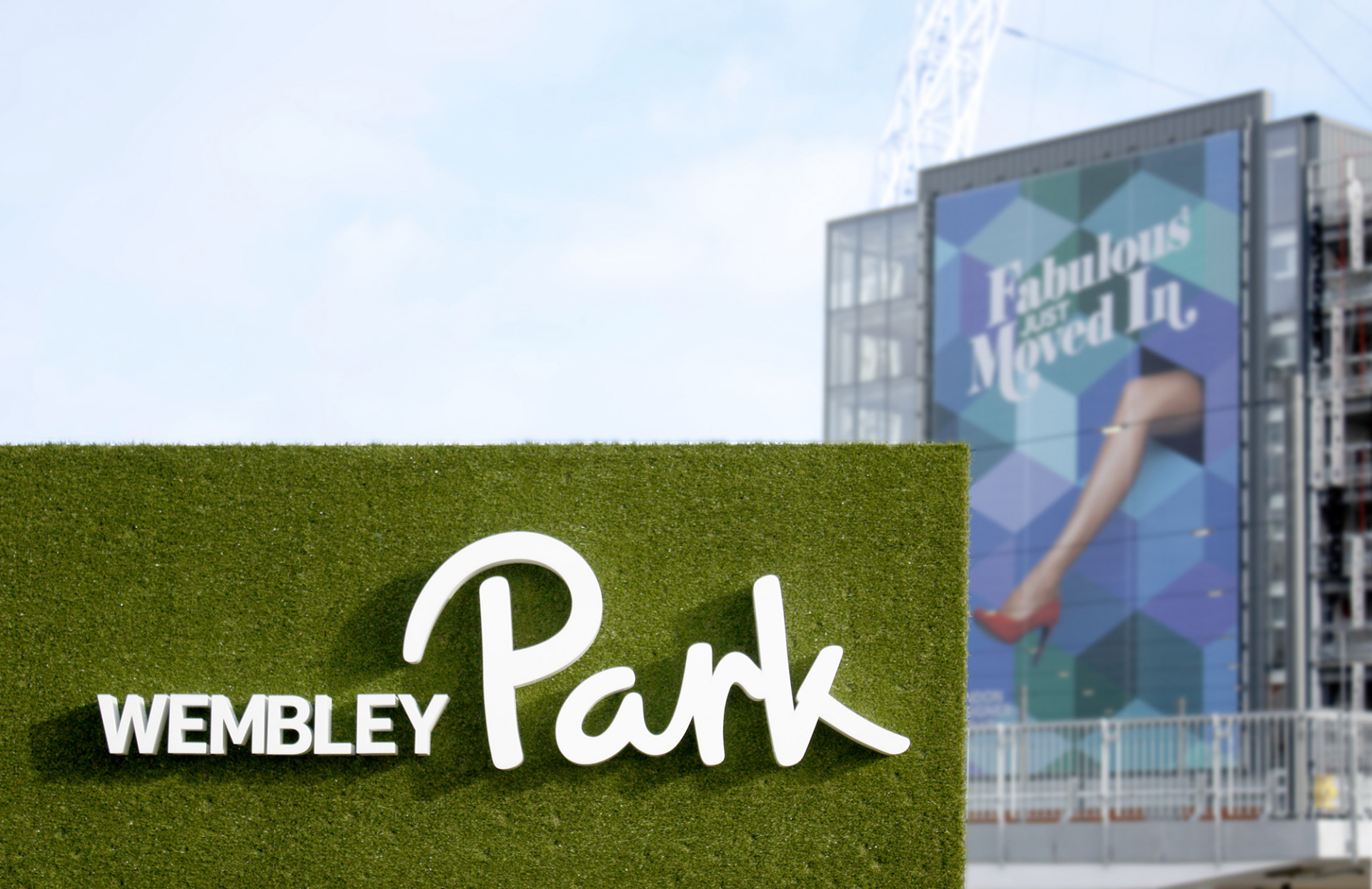 Wembley Park giant letters on grass monolith