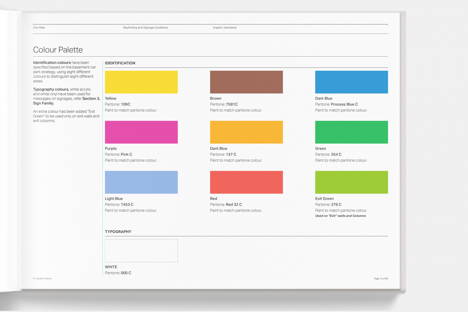 City Walk - Wayfinding strategy colour palette