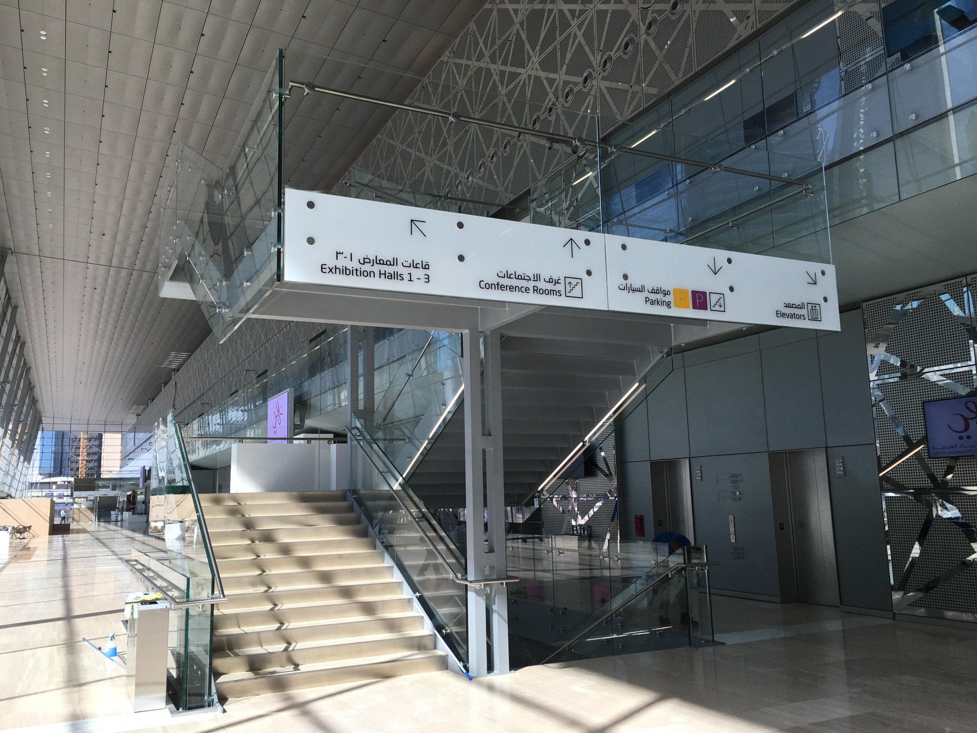 Endpoint's wayfinding system signage displayed by the stair