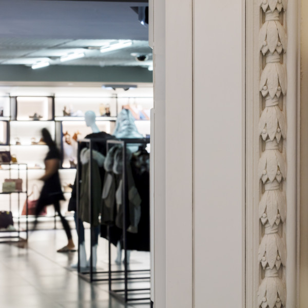 Endpoint's Harrods project - wayfinding sign displayed on the wall