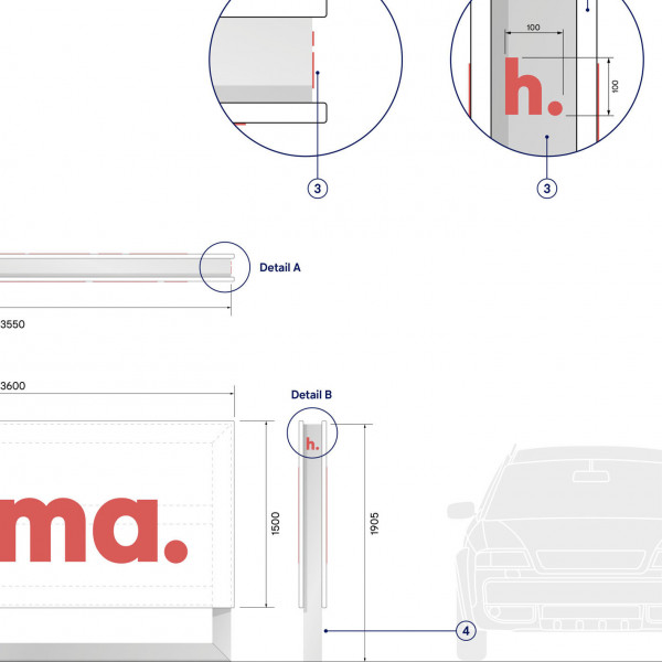 Hikma's corporate signage design - technical drawing