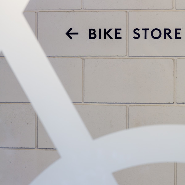 The Bower bike storage sign
